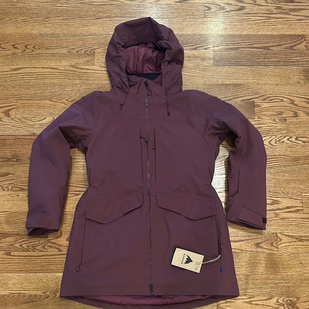 Red Ski Jacket with Hood and Full-Length Zipper